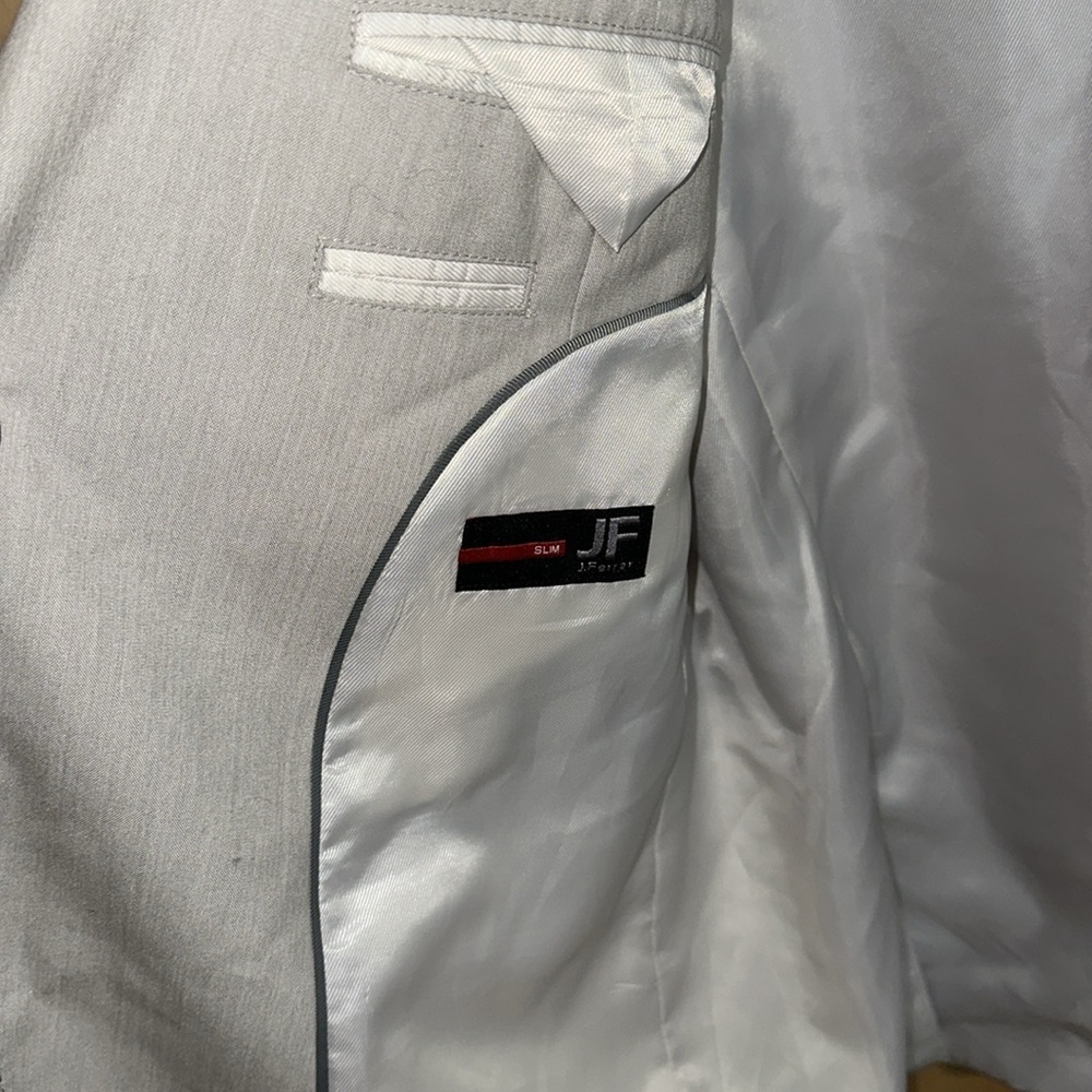 JF, J. Ferrar Slim Suit Jacket Men's Cream Blazer - Picture 5 of 7